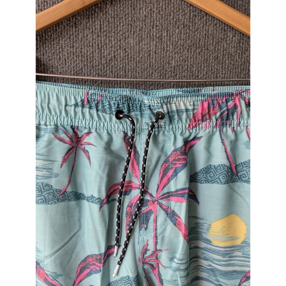 Billabong Swim Trunk Shorts Mens Large Sundays Layback Palm Teal Tropical Island - Picture 3 of 12
